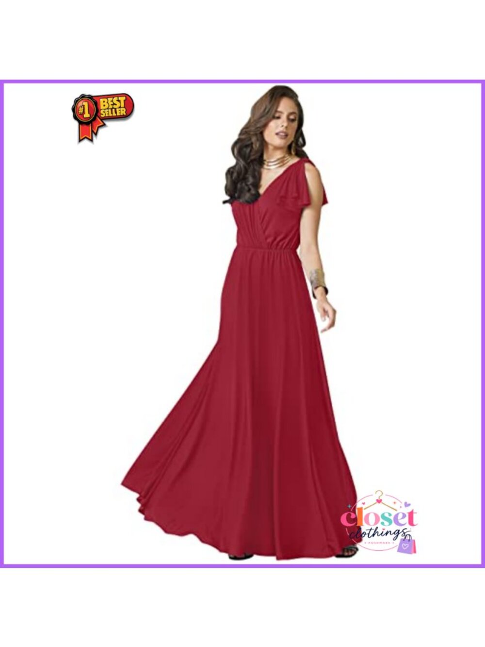 KOH KOH Womens Sleeveless Maxi Dress V-Neck Formal Gown Plus Size